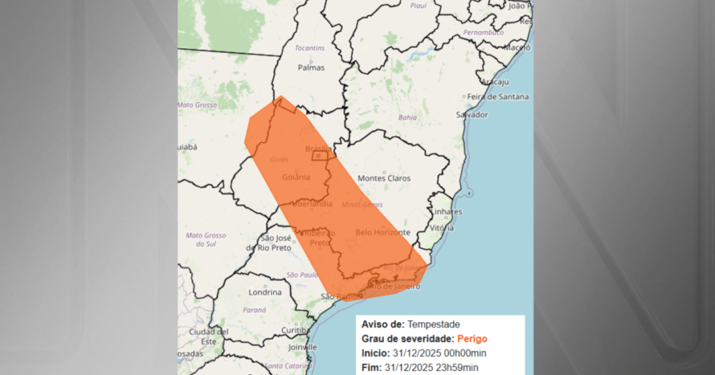 Tempestades Severas Ameaçam SP, RJ, MG e Outros Estados no Último Dia de 2025
