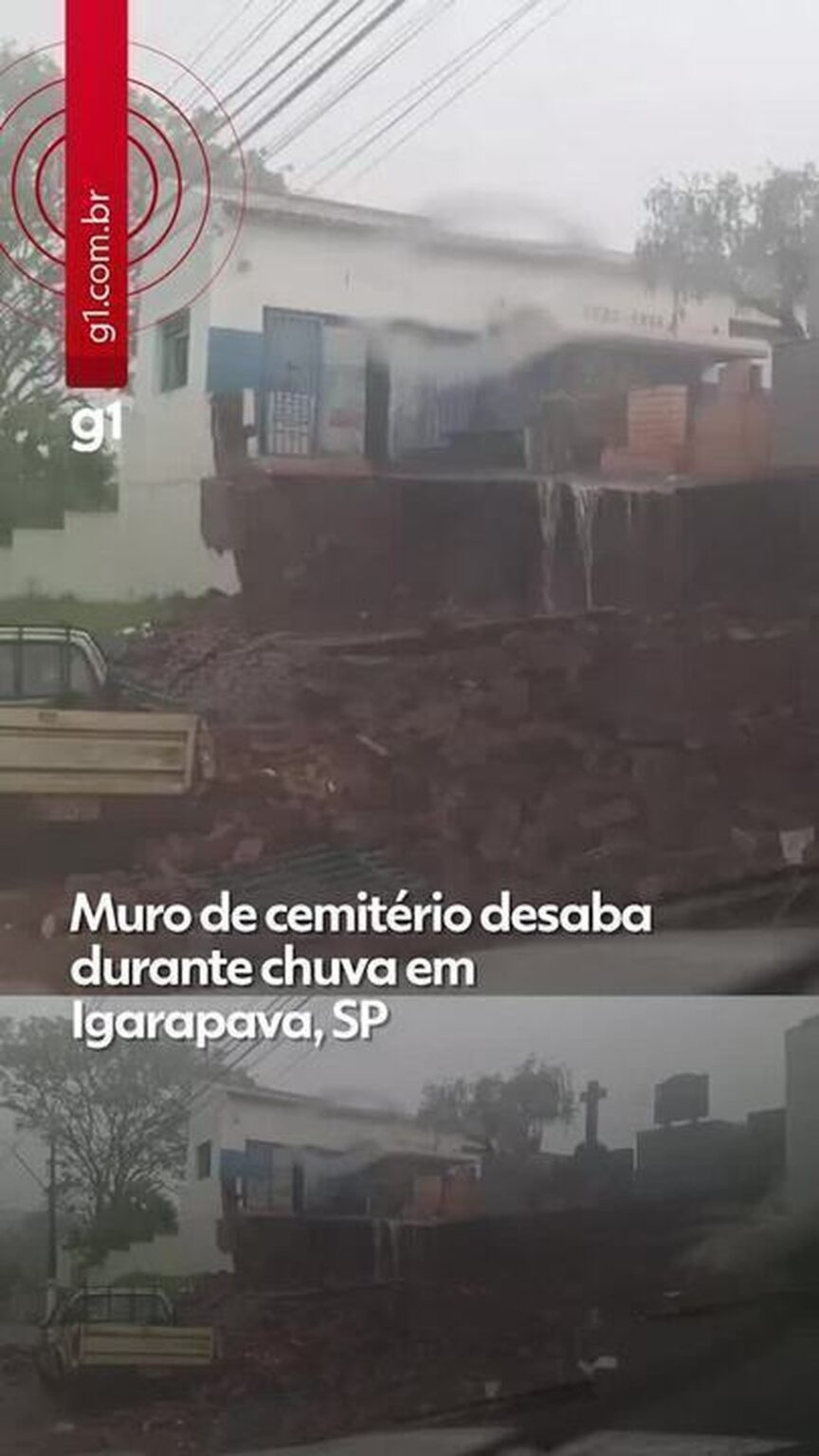 Desabamento de muro em Igarapava: Carro é atingido durante forte chuva Desabamento de muro em Igarapava: Carro é atingido durante forte chuva